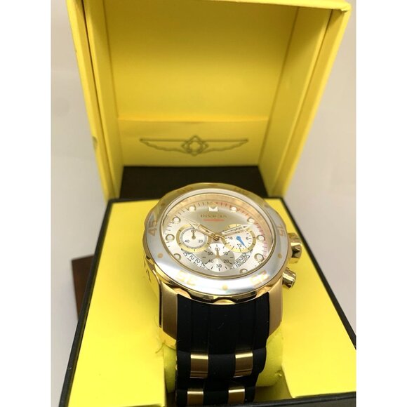 Invicta Men's Watch 6985 Pro Diver Silver Dial Quartz Chronograph Black Rubber - Picture 3 of 15